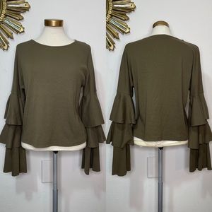 Lucy Wang Ruffle Tiered Long Sleeve Top